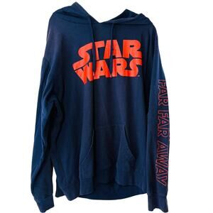 Star Wars Hoodie Men's Navy Blue Pullover Sweatshirt "Far Far Away" Size 2XL